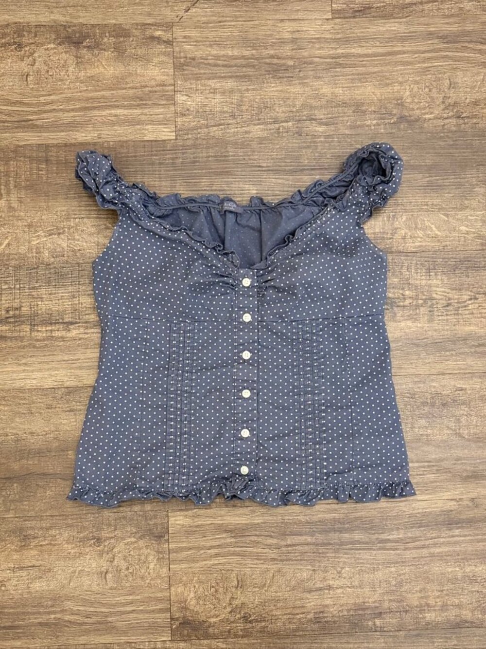 Women's Brandy Melville John Galt Polka Dot Ruffle Tank Top